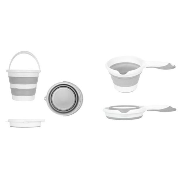 Seau à eau et tasse pliants
