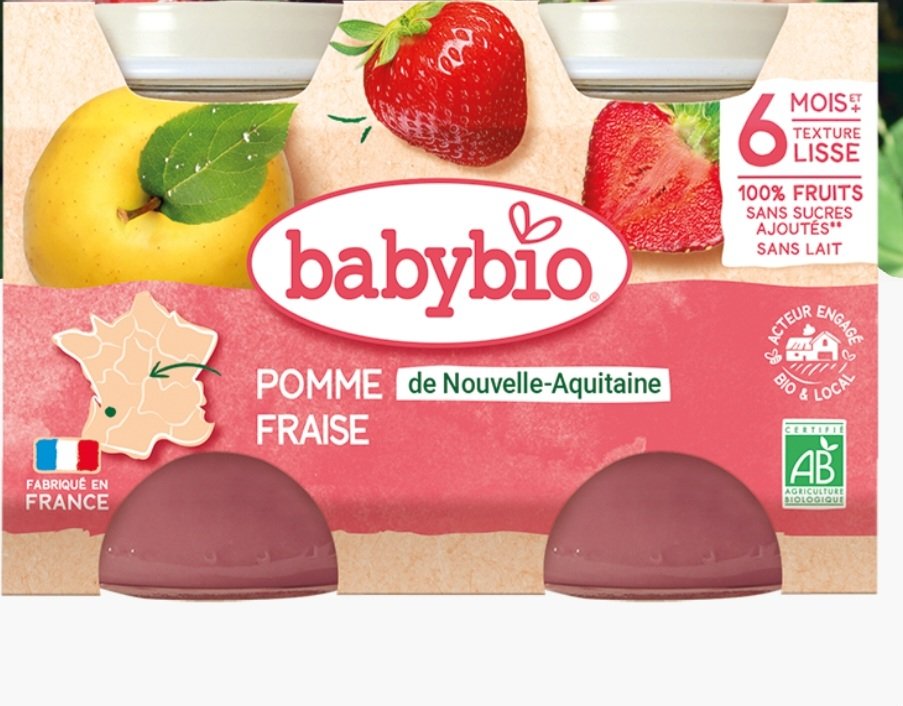 Babybio Petits Pots bébé Pomme Fraise 130G
