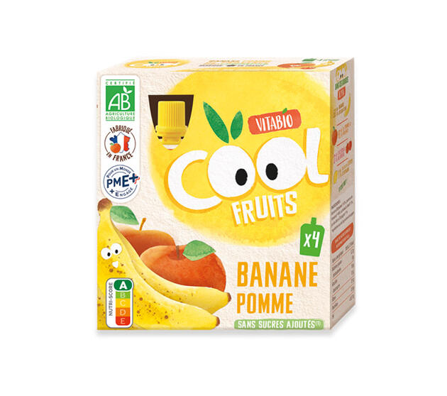 VITABIO Cool Fruits Banane Pomme BIO - 4 x 90g