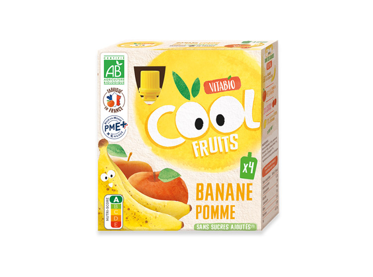 VITABIO Cool Fruits Banane Pomme BIO - 4 x 90g