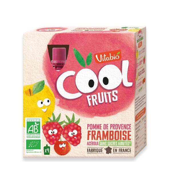 VITABIO COOL FRUITS POMME FRAMBOISE 4 X 90G