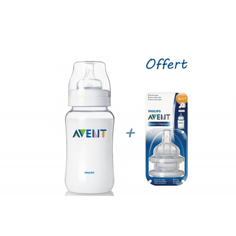 AVENT BIBERON 330ML SANS BPA ACHETE + AVENT 2 TETINES CLASSIC -6M+ OFFERTES – Image 3