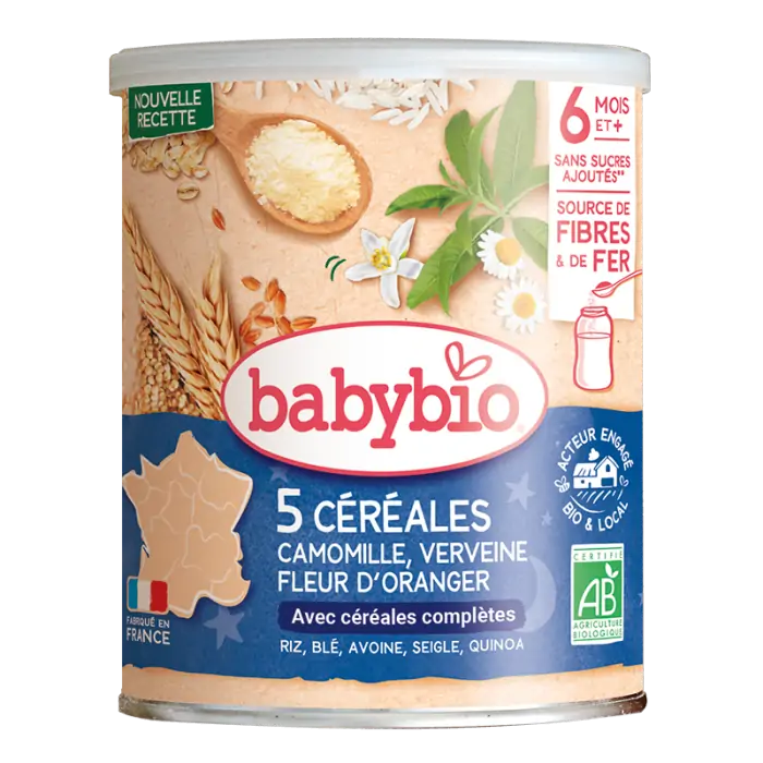 BabyBio 5 Céréales Infantiles Verveine Fleur D'oranger Camomille (Dès 6mois)