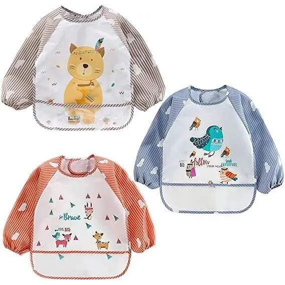 Bavoirs à manches longues , tablier d'alimentation imperméable pour bebe – Image 6