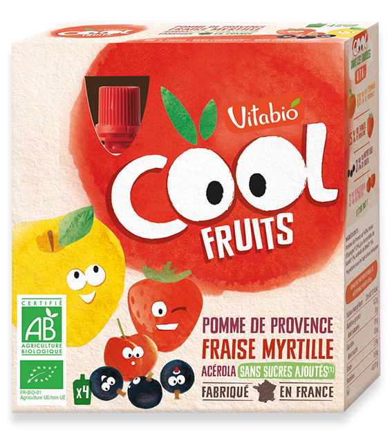 Vitabio Cool Fruits Pomme Fraise Myrtille 4X90G