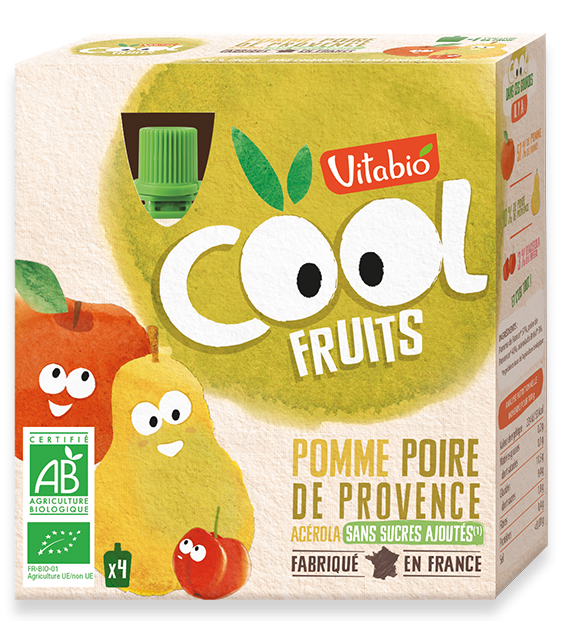 VITABIO COOL FRUITS POMME POIRE 4X90G