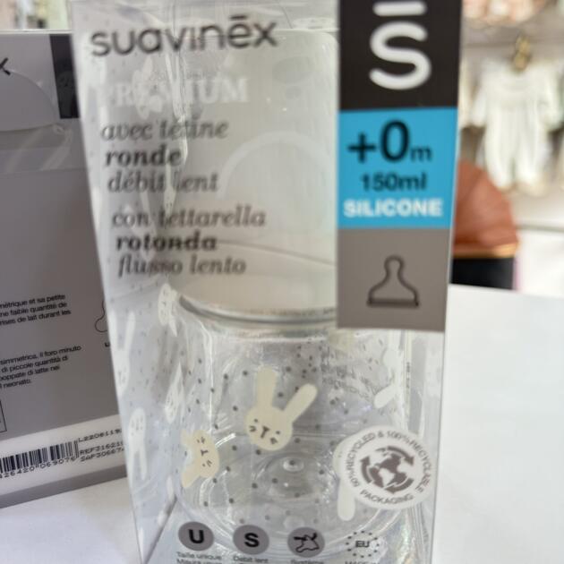 Suavinex Biberon en plastique à Col Large 150ml - Lapin Gris