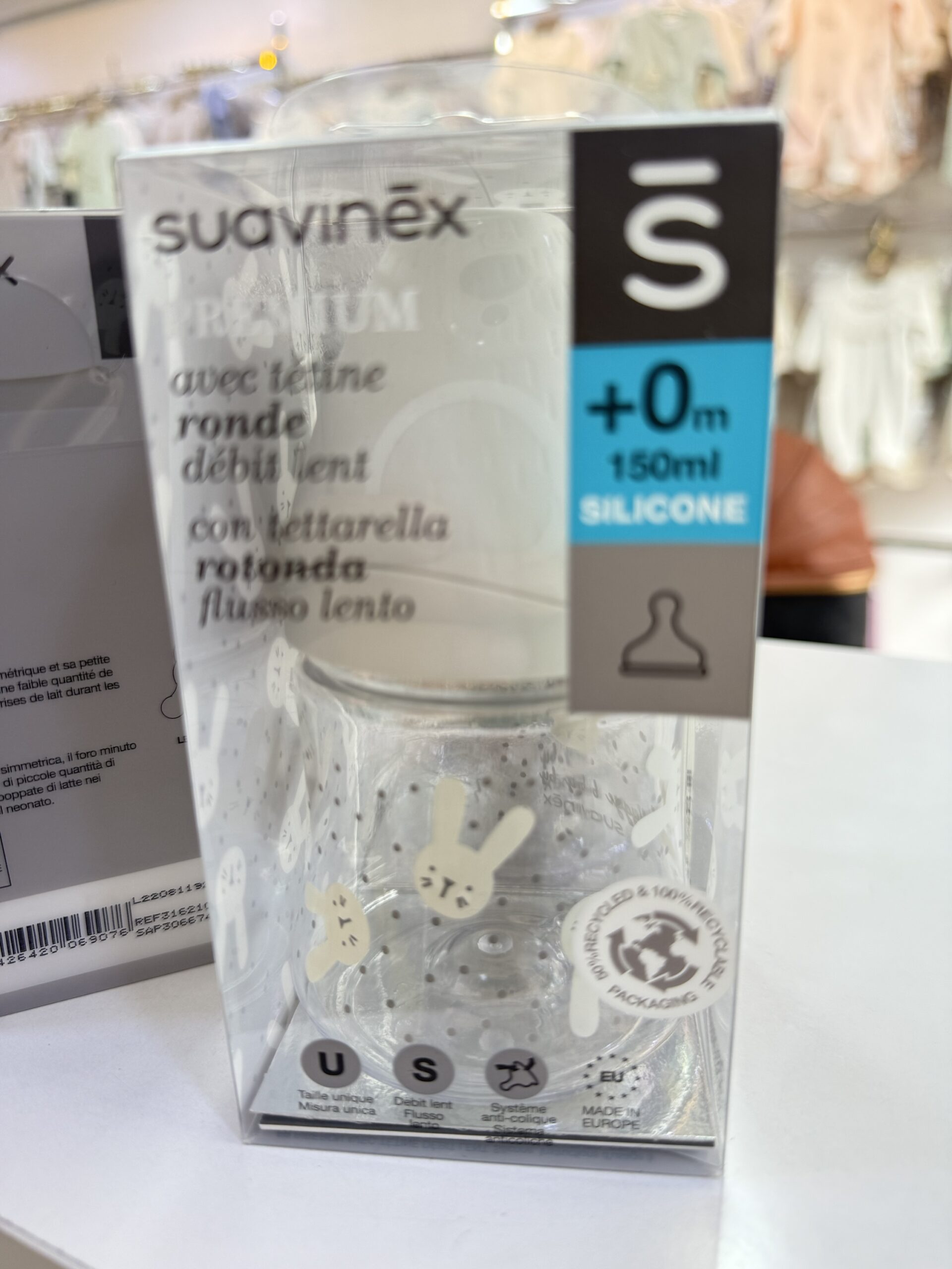 Suavinex Biberon en plastique à Col Large 150ml - Lapin Gris