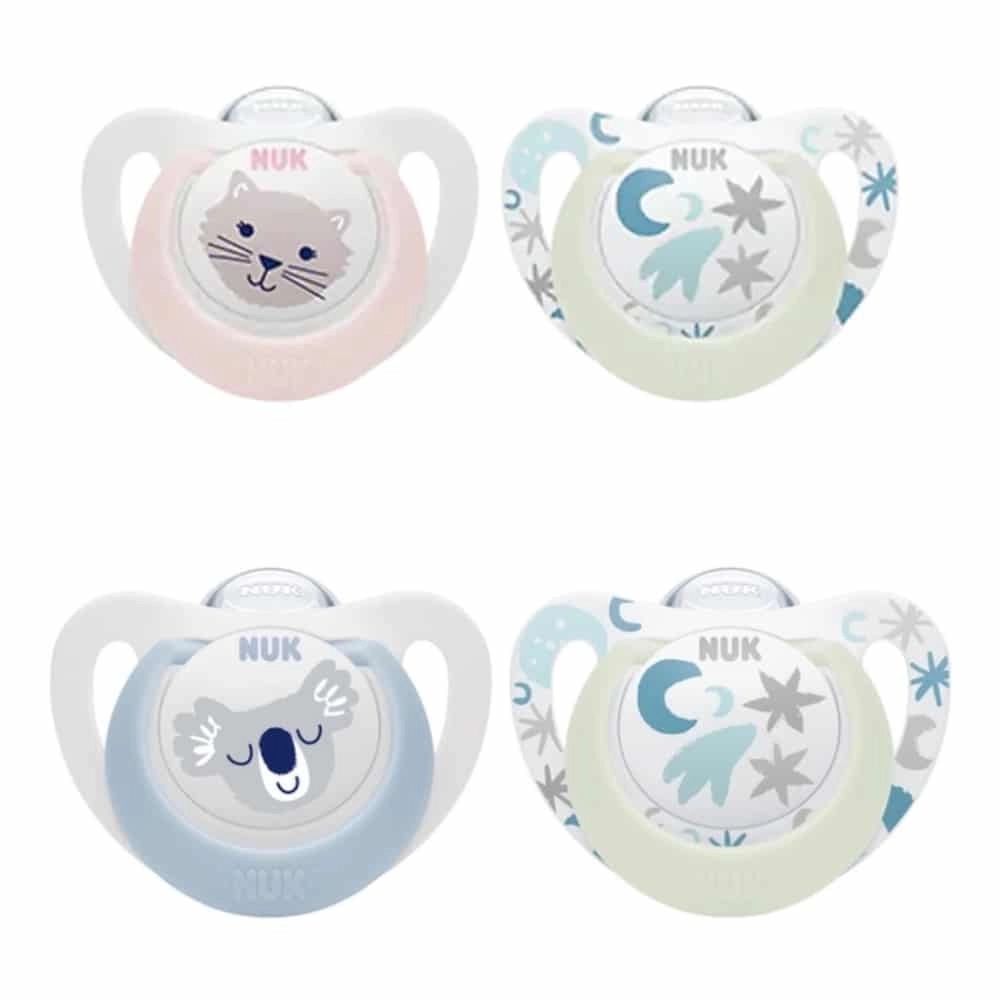 Nuk 2 Sucette Silicone Star Day & Night 0-6 mois Chat/Etoiles – Image 3