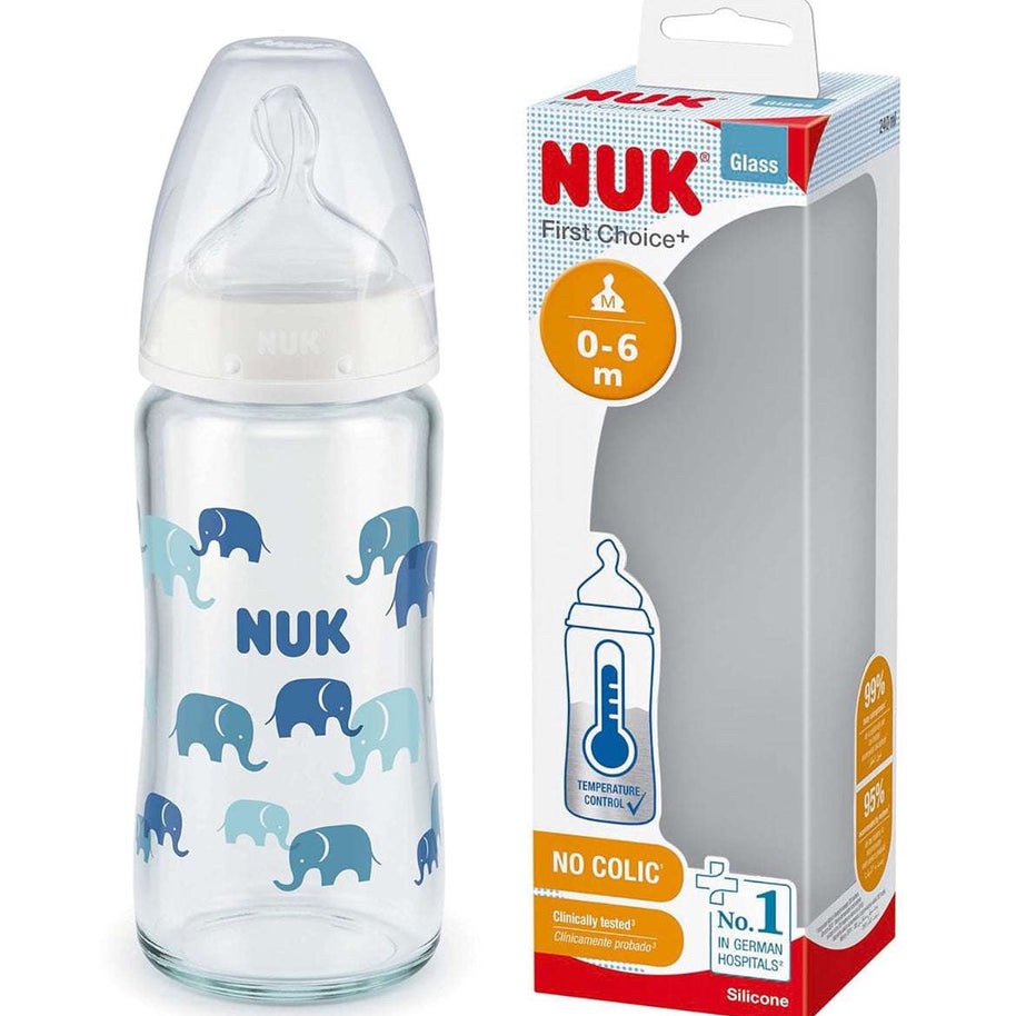 Nuk Biberon first choice+ Température control 240 ml en Verre – Bleu