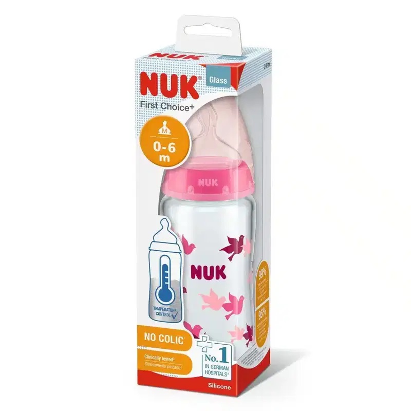 Nuk Biberon first choice+ Température control 240 ml en Verre – Rose