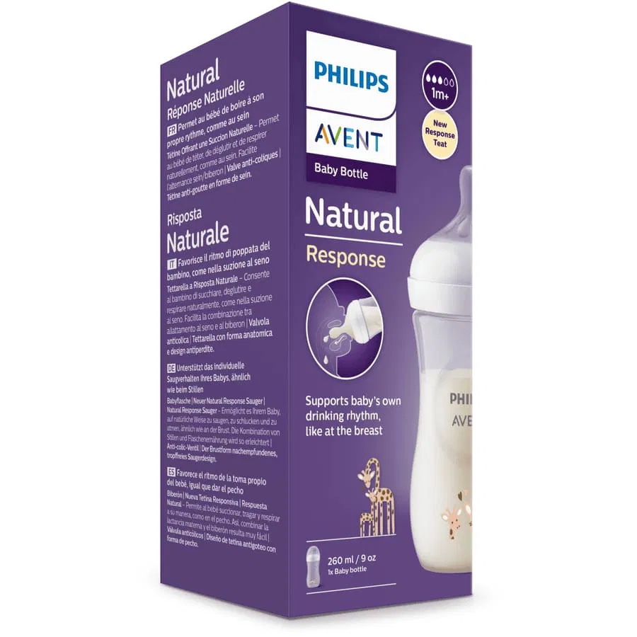 AVENT BIBERON NATURAL 3.0 TEAT 1M+ 260ML DECO GIRAFFE SCY903/66 – Image 2