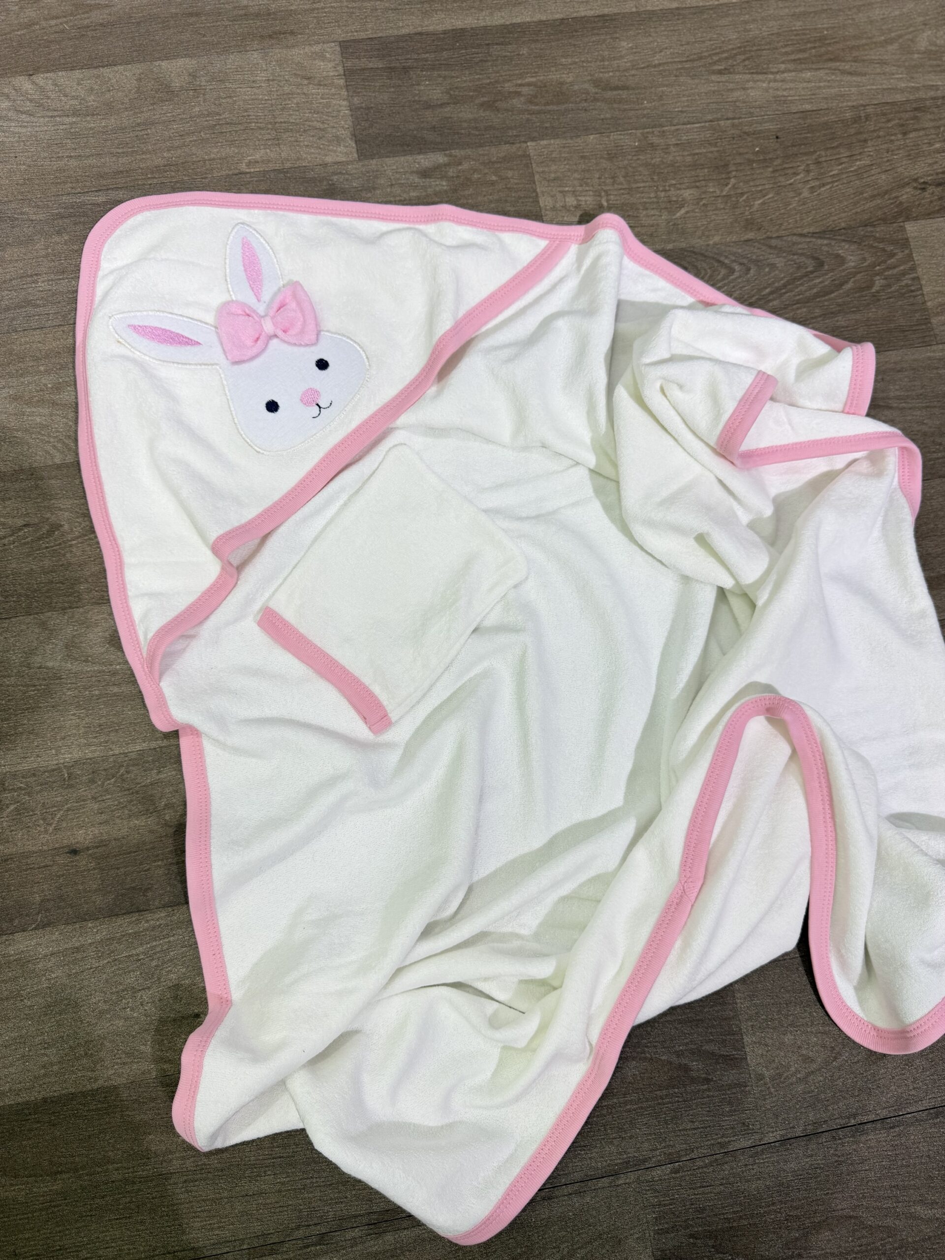Bebelinna cap de bain avec gant- lapin rose – Image 4