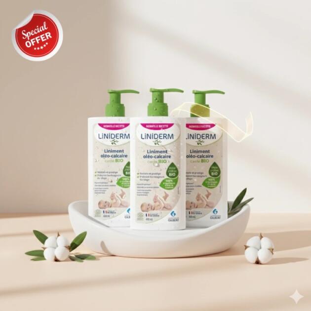 Gilbert Liniment Oléo-Calcaire BIO LINIDERM - Lot de 3 x 480 ml (Offre Spéciale)