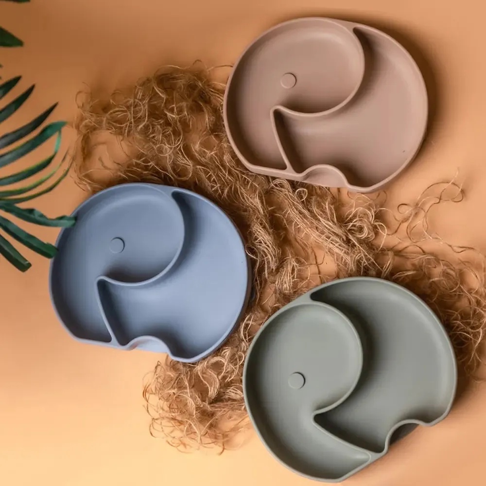 Assiette bébé en Silicone avec Ventouse – (4 Mois+) Éléphant YUMMY