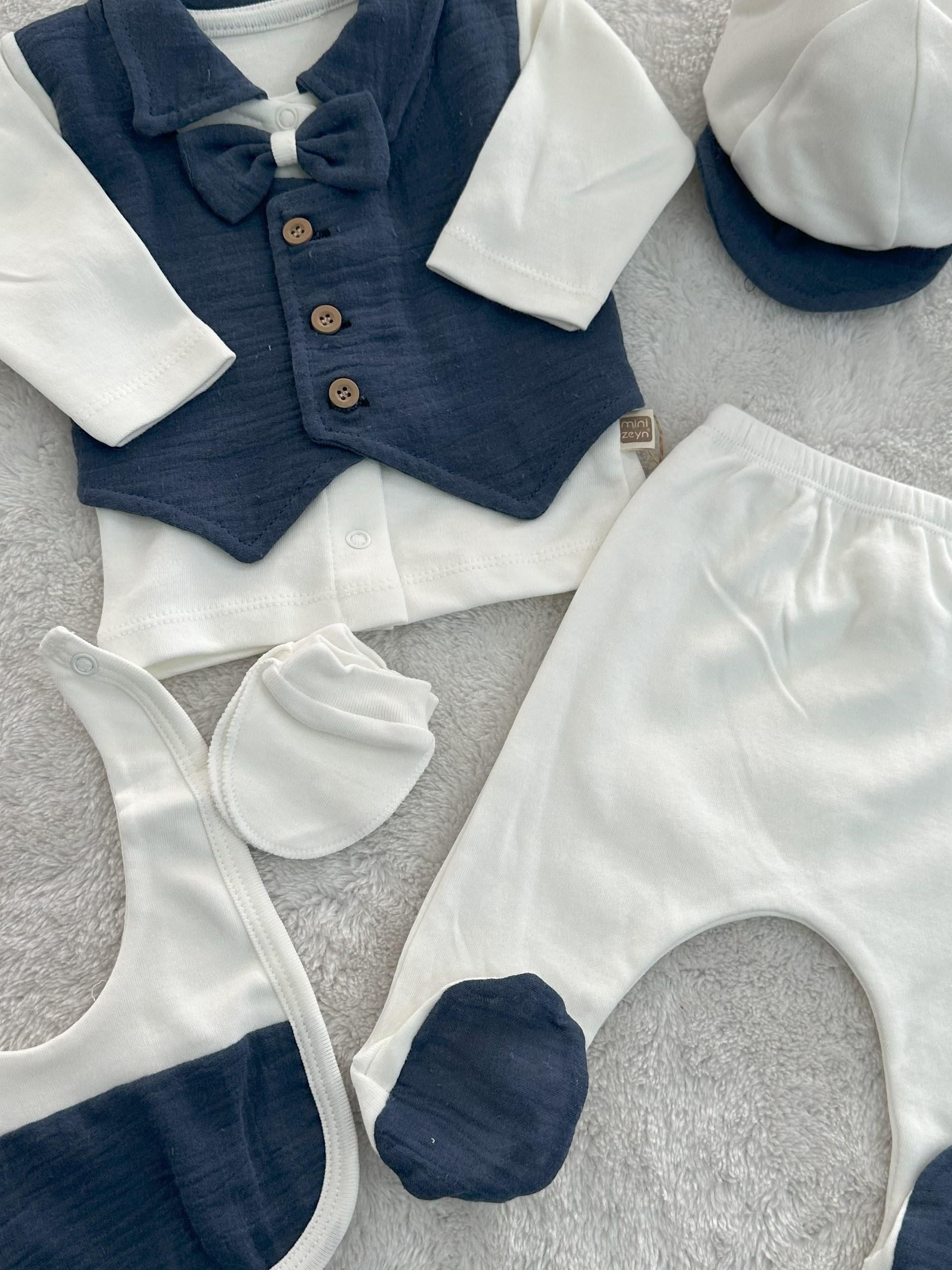 Mini zeyn ensemble naissance 5pcs en coton – Image 2