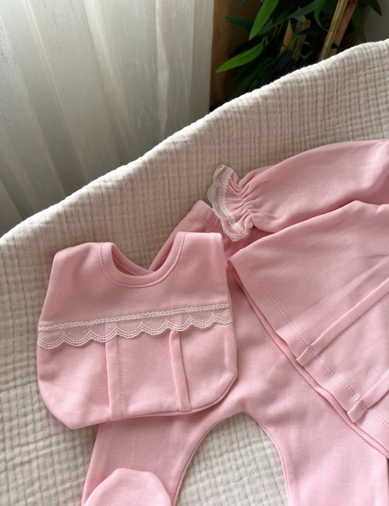 Mini zeyn ensemble naissance fille 5pcs coton – Image 3