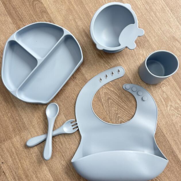 Ensemble de vaisselle pour bébé en silicone imperméable sans BPA