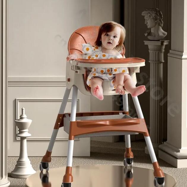 Chaise Haute Pliable avec roulettes 3en1