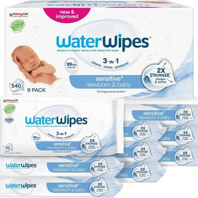 WATERWIPES PACK LINGETTES BEBE PACK DE 9 X 60