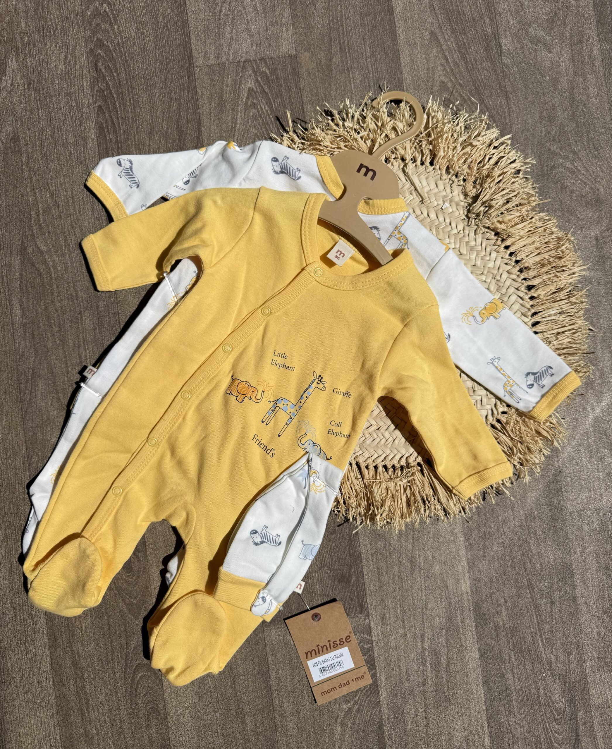 Minisse Pack 2 Grenouillère avec bonnet 💯Coton