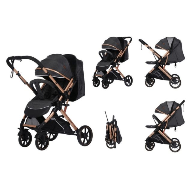 Poussette valise Belecoo B1 Original Gold Pro  – Réversible, Confortable et Élégante