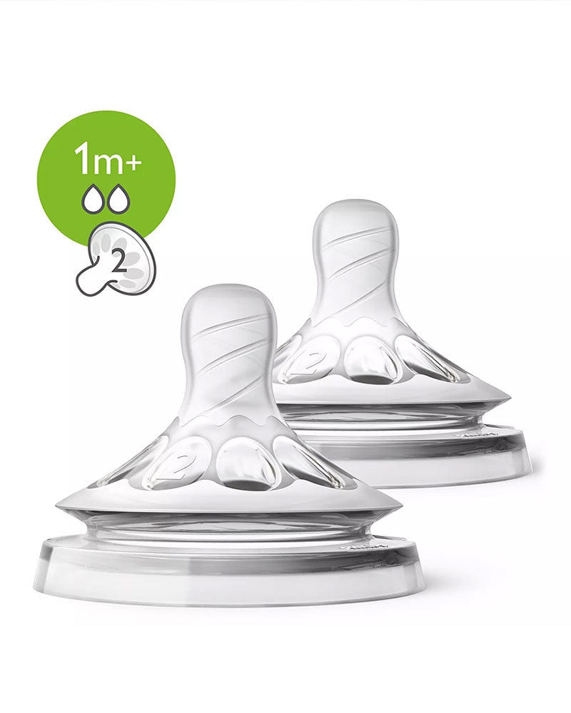 Philips Avent Lot de 2 Tétines Natural Débit Lent 1M+