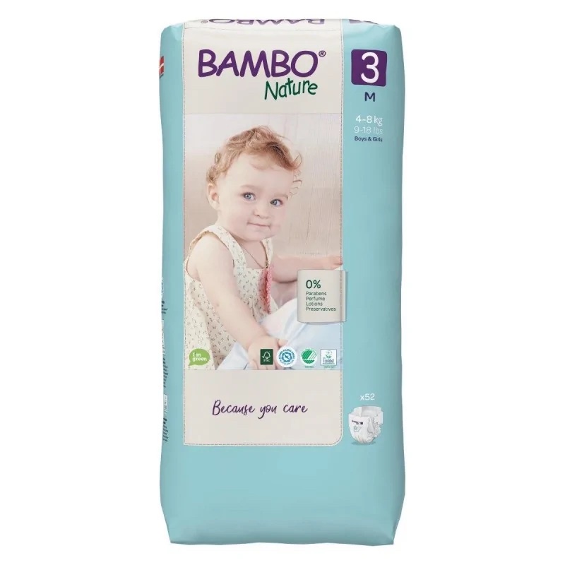 COUCHE BAMBO NATURE 3,
4-8KG. 52 U