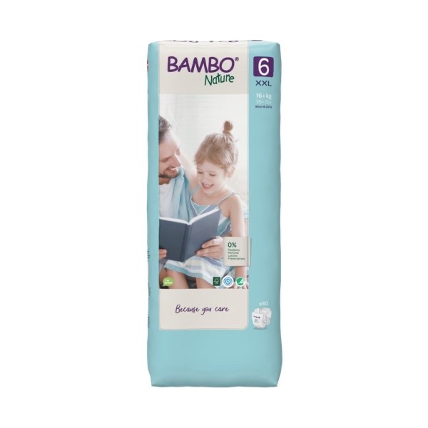 COUCHE BAMBO – 40 couches écologiques jumbo 16kg+ – Taille 6 (XXL)