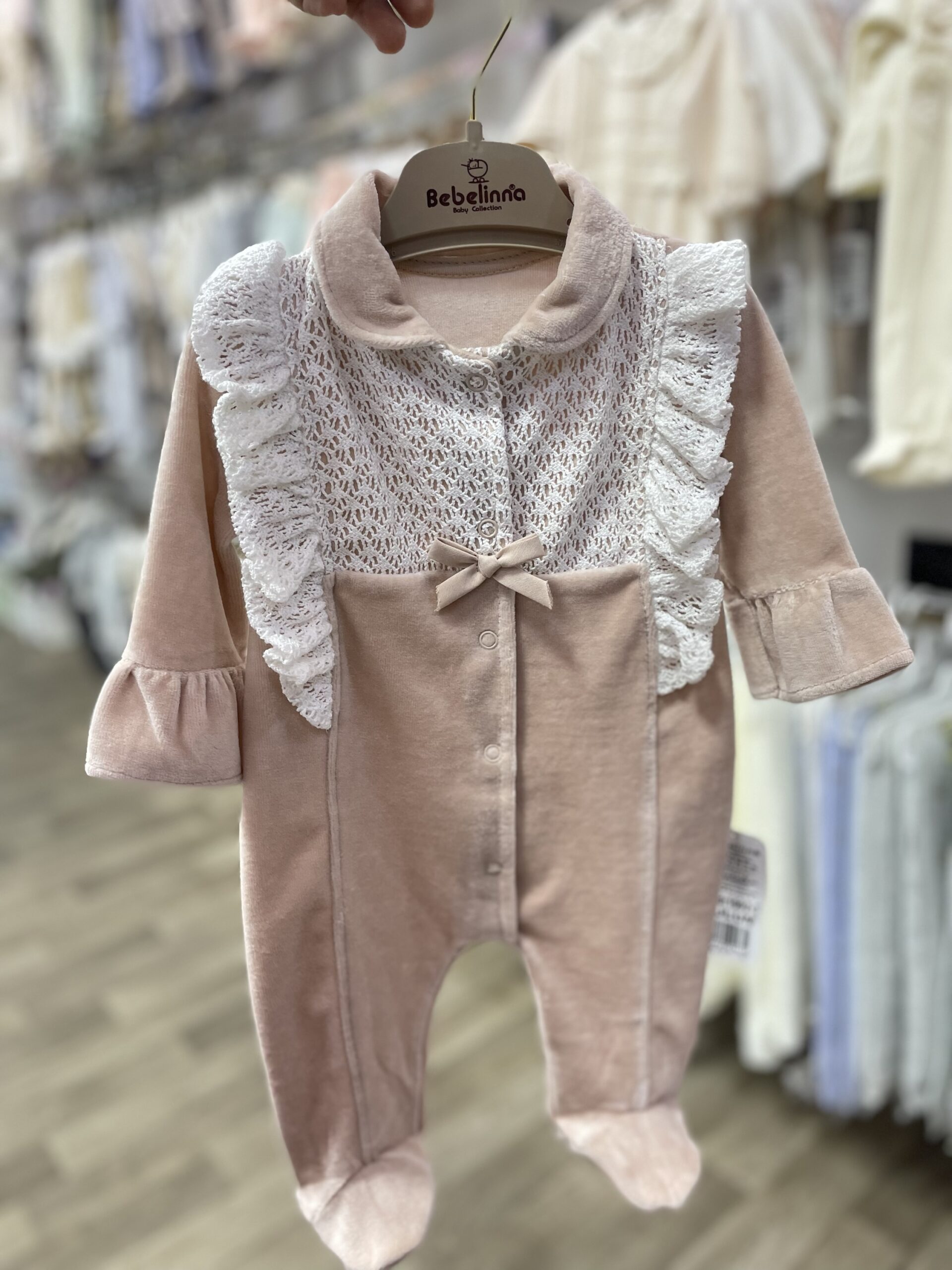 Bebelinna grenouillère fille en velour – Image 2