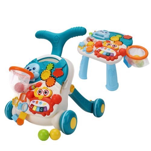 Trotteur marcheurs multifonctionnel, 2en1 convertible et table d’activités
