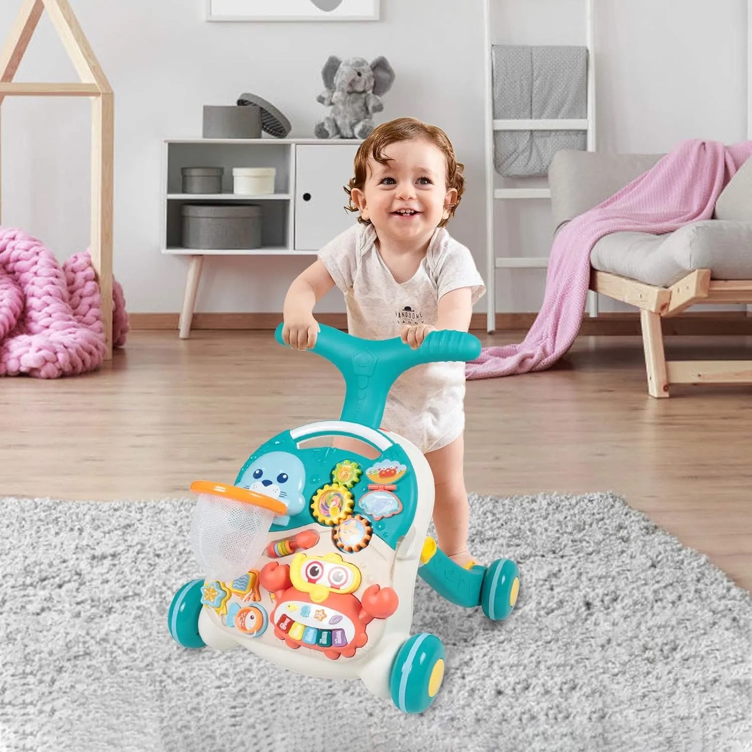 Trotteur marcheurs multifonctionnel, 2en1 convertible et table d’activités – Image 2