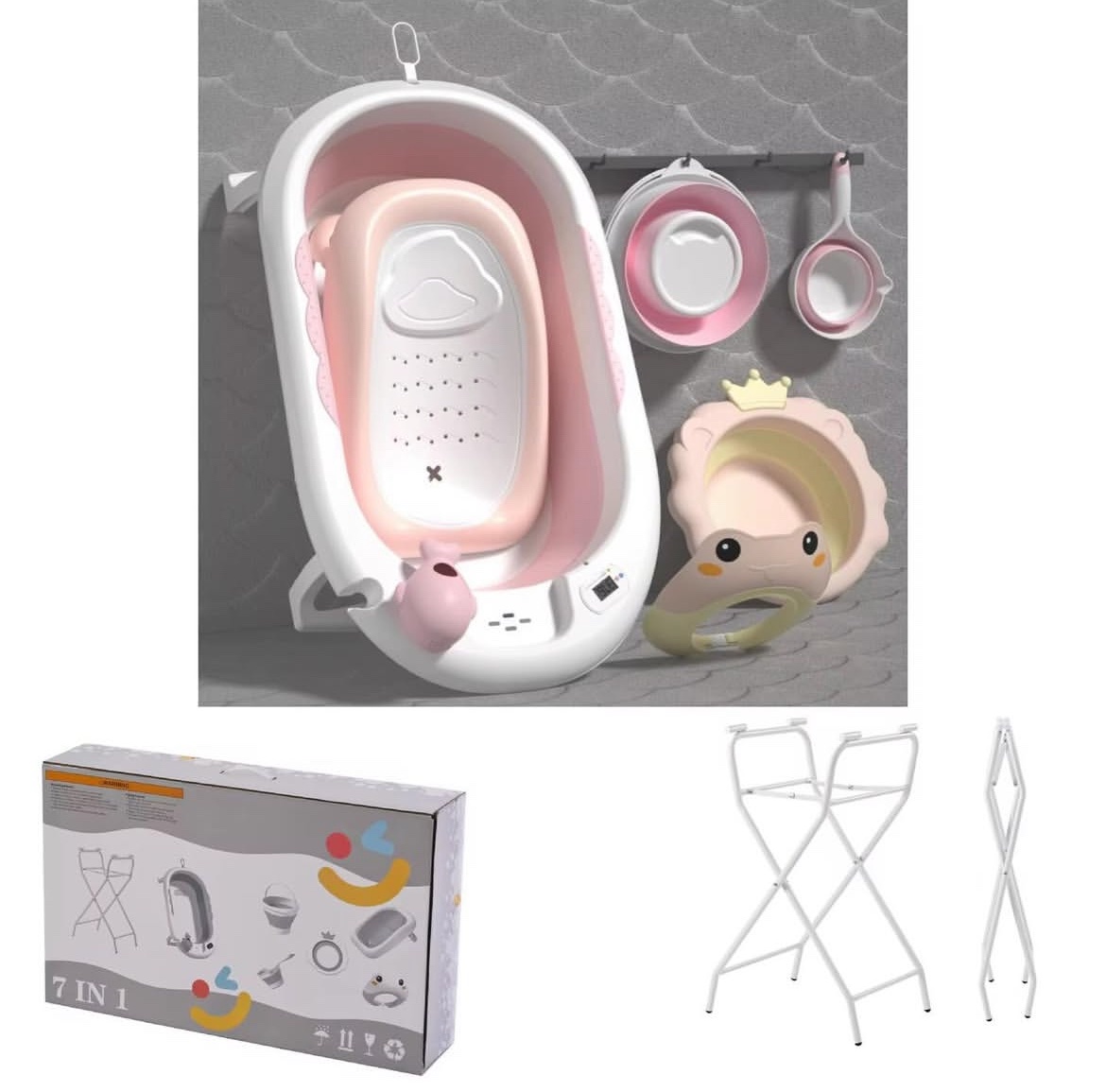 Baignoire Bébé Pliable avec thermometre 7en1 Sur Pied – Image 2