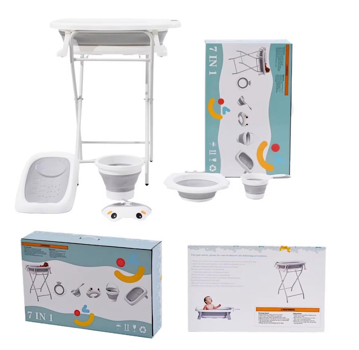 Baignoire Bébé Pliable avec thermometre 7en1 Sur Pied – Image 3