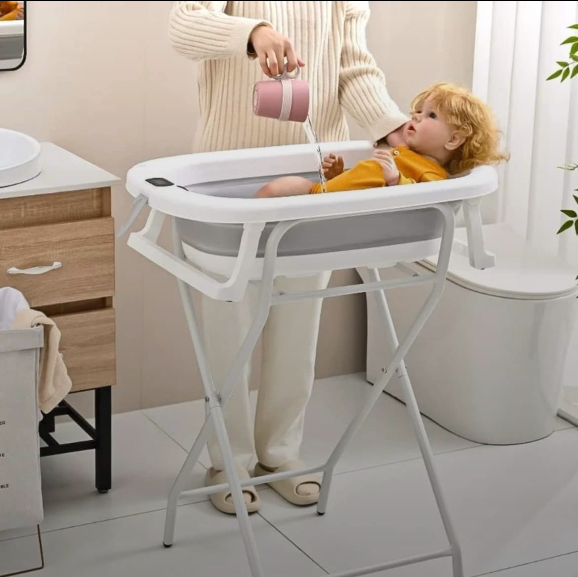 Baignoire Bébé Pliable avec thermometre 7en1 Sur Pied