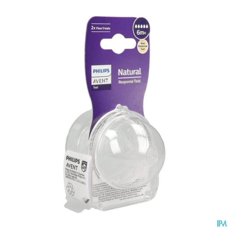 Lot de 2 tétines Natural 6 Mois + 5 Trous Débit rapide - Philips Avent – Image 2