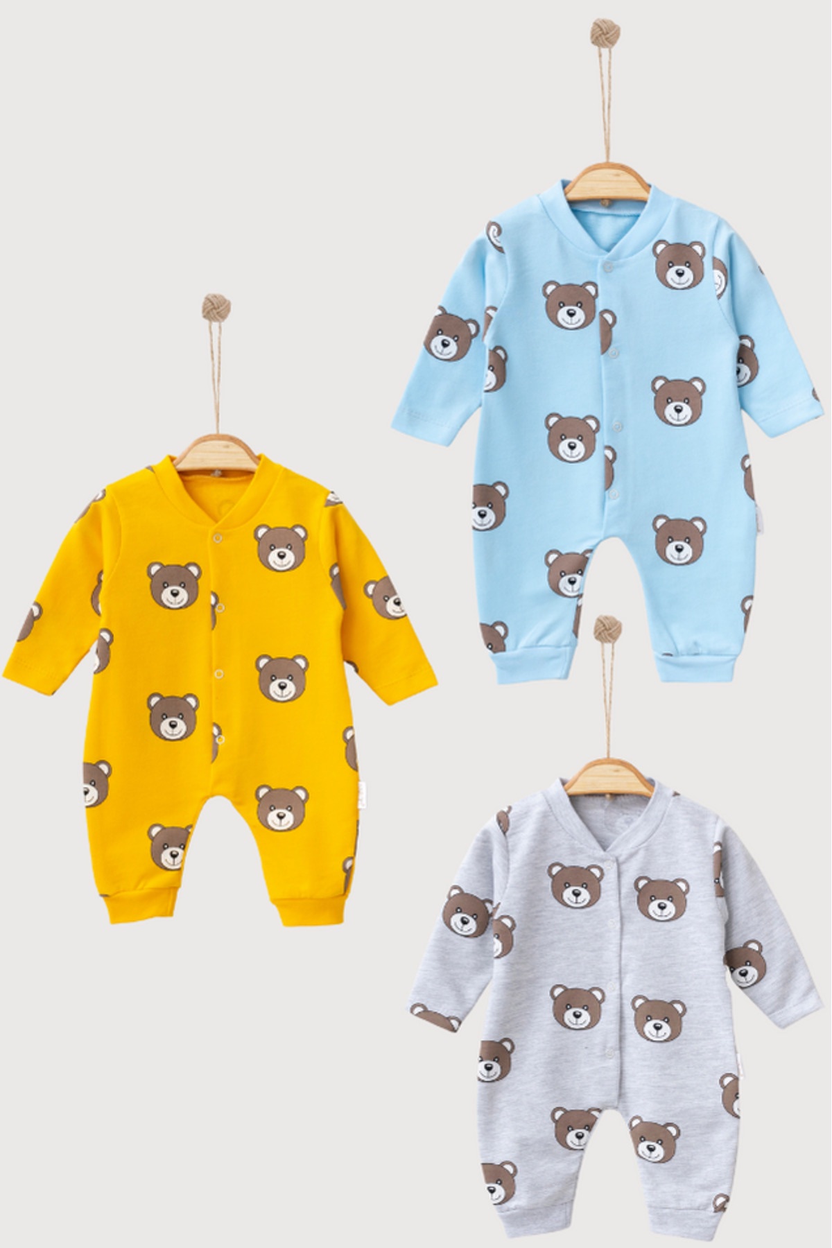 Grenouillère coton à motif ours en peluche