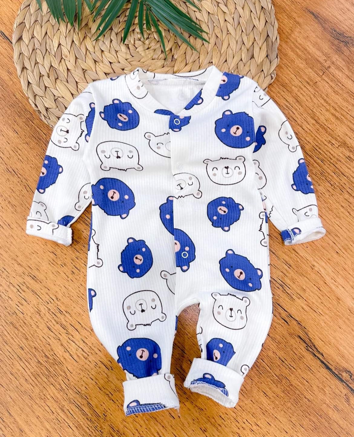 Grenouillère coton à motif ours en peluche