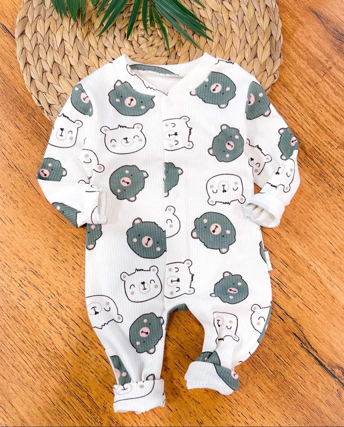 Grenouillère coton à motif ours en peluche – Image 3