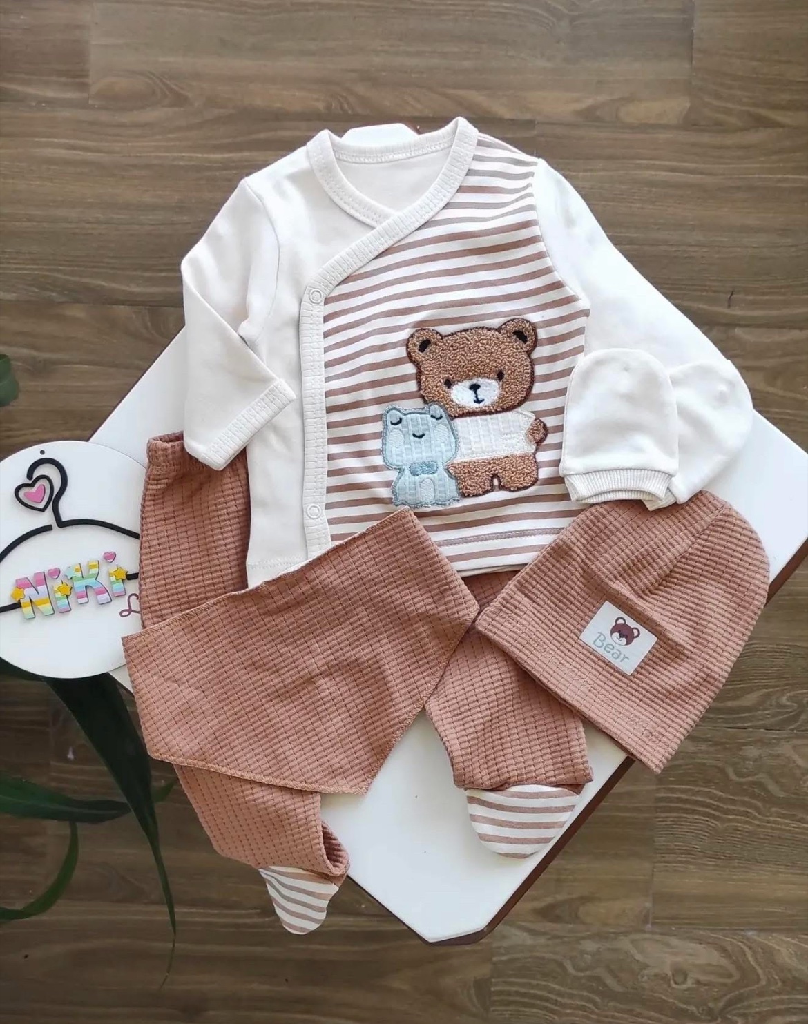 Babyim ensemble naissance 5pcs coton 0-3mois ours 🐻