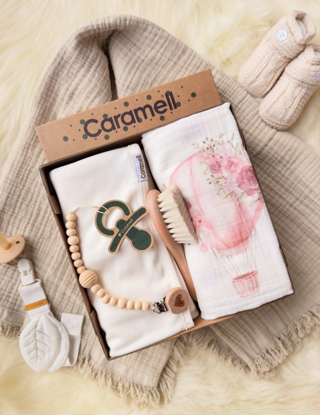 Caramell coffret lange bébé - Rose