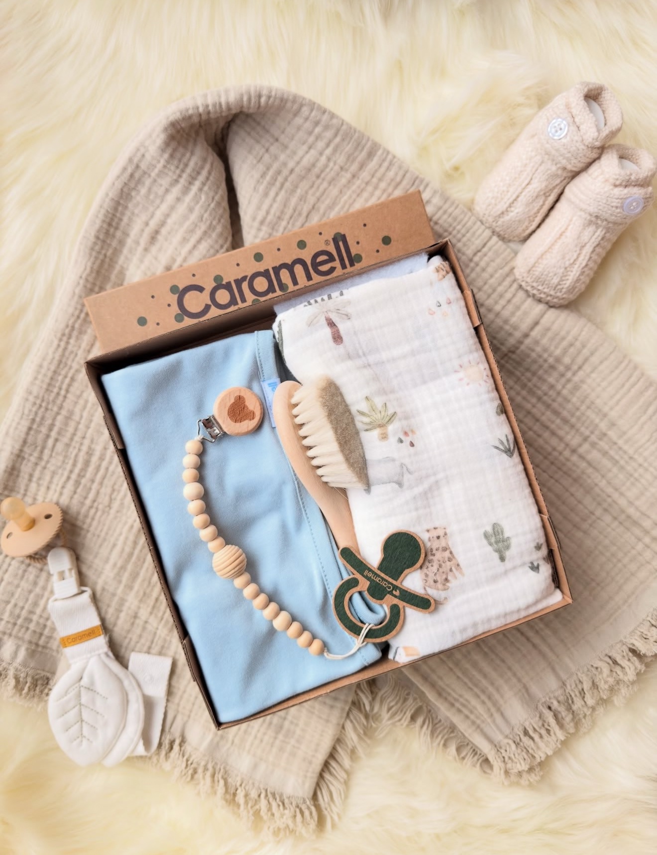 Caramell coffret lange bébé- Bleu